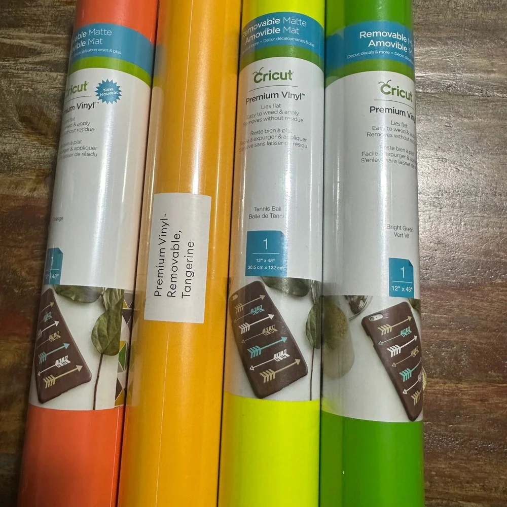 Cricut Premium Vinyl Removable Matte 12x48 Bundle Orange Tangerine Green 4 Rolls